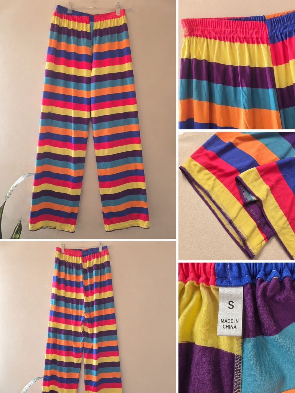 Women's  Multicolor Rainbow Stripe Pajama Pants - Small